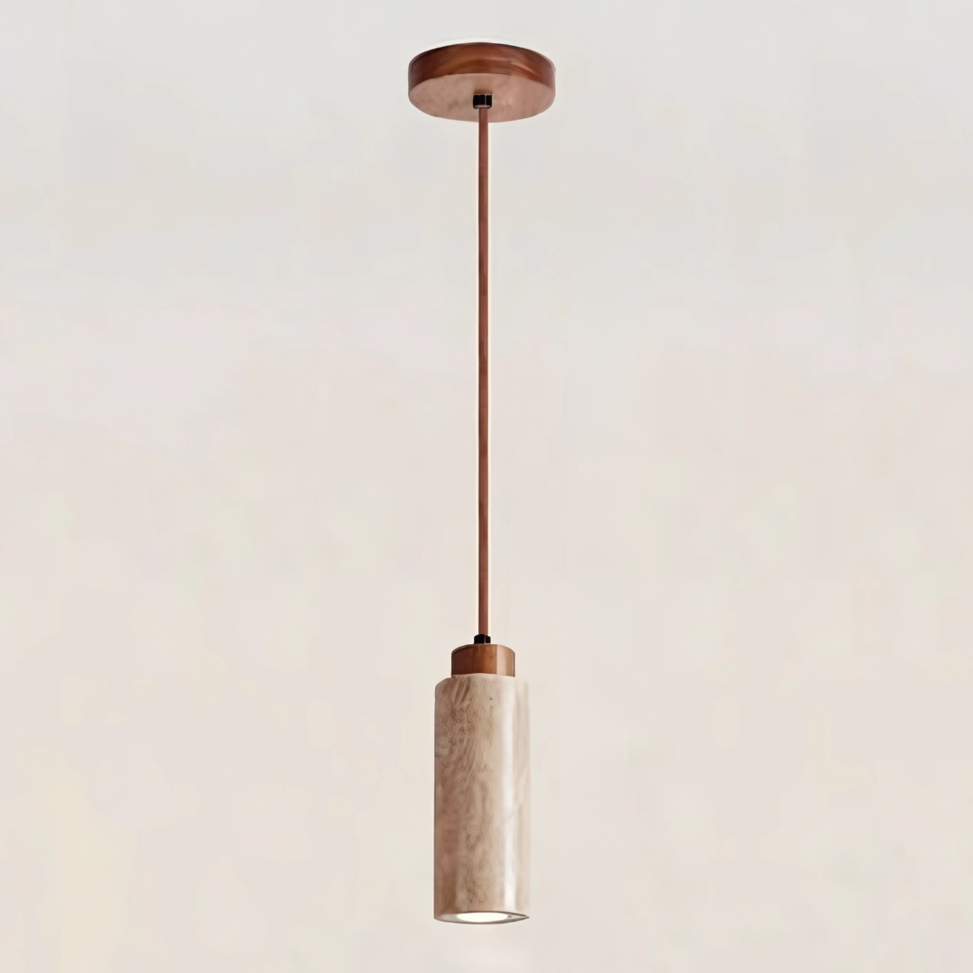 Variant image for Elegant Travertine Pendant Lamp with Warm Yellow Finish – Modern Minimalist Hanging Light for Kitchen and Dining Areas-2