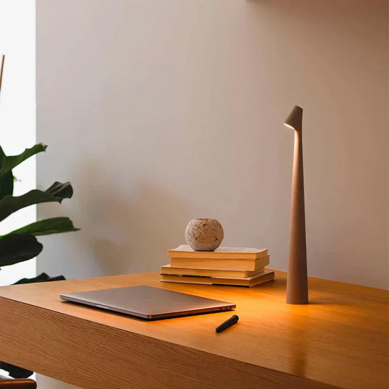 Cordless LED Table Lamp with Touch Control - Nordic Minimalist Design for Bedroom or Desk, 3-Step Dimming, USB Rechargeable-3