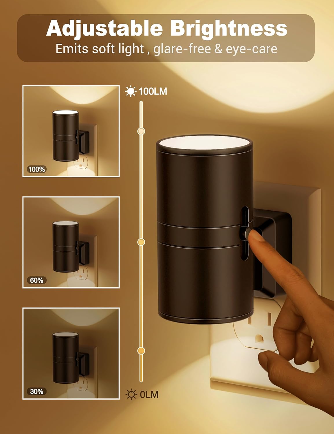 Dimmable LED Night Light with Twilight Sensor – Compact Design for Bedrooms, Hallways, and Children's Rooms-3