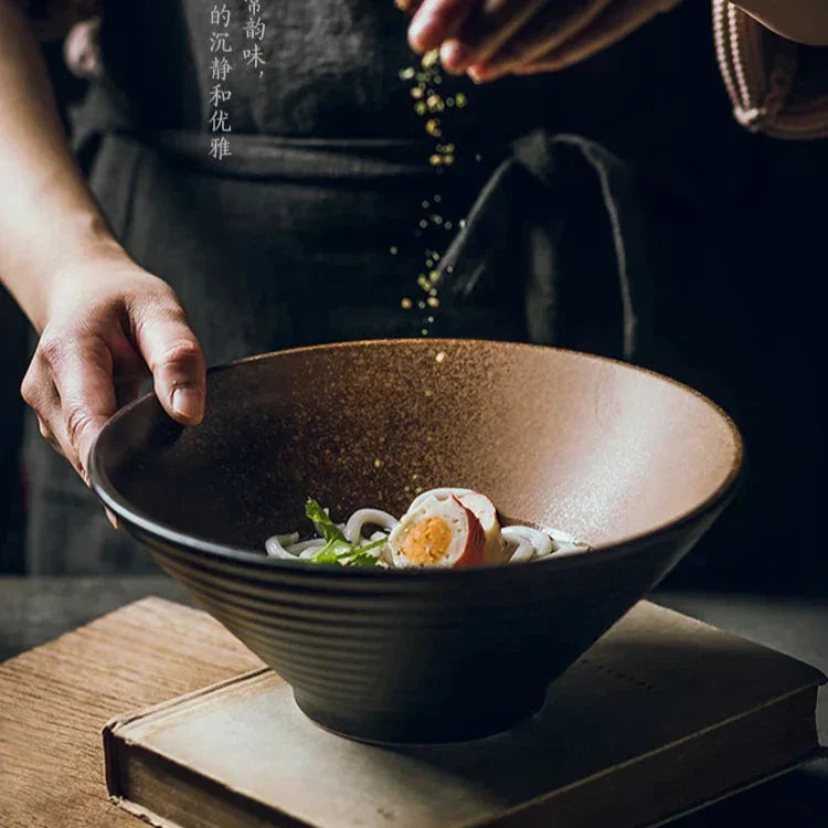 Handmade Japanese Ceramic Bowl – 18 cm Artisan Finish for Noodles, Soups, and Rice Dishes-1