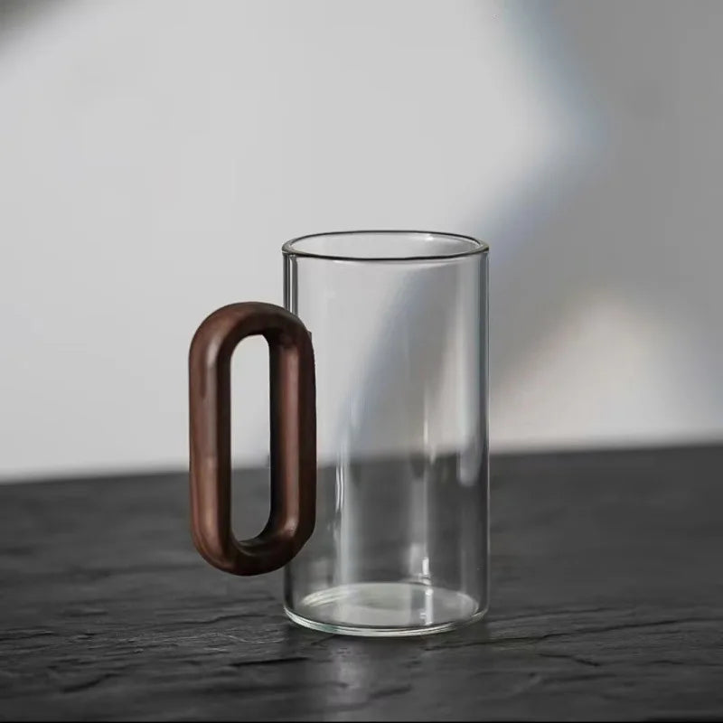Variant image for Rustic Glass Coffee Mug with Wooden Handle – 350ml Heat-Resistant Drinkware for Stylish Coffee and Tea-2