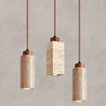 Elegant Travertine Pendant Lamp with Warm Yellow Finish – Modern Minimalist Hanging Light for Kitchen and Dining Areas-3