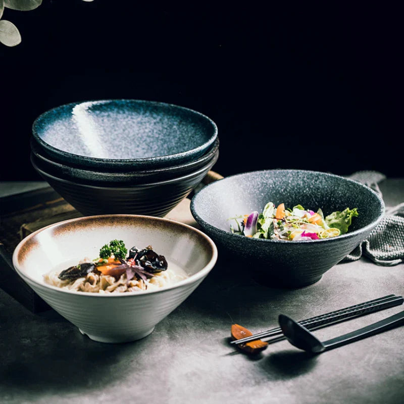 Handmade Japanese Ceramic Ramen Bowl – 18 cm Diameter, Elegant Design for Ramen, Soups, and Rice Dishes-1