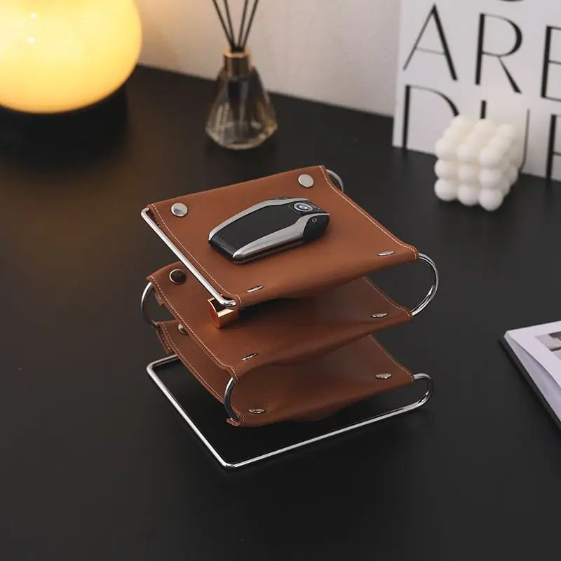 Zuma 3-Tier Leather Desk Organizer