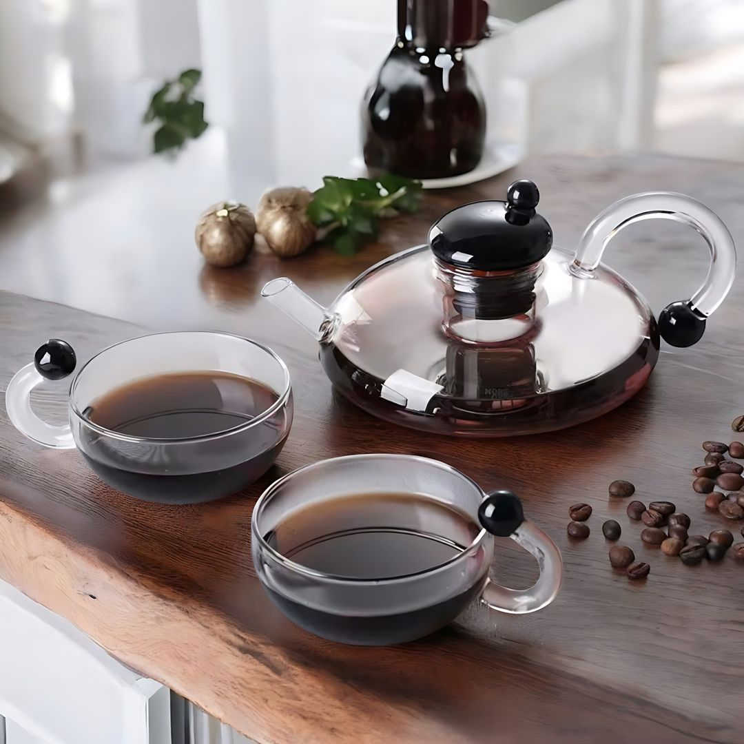 Elegant Filtration Teapot Set with Matching Cups – 600ml Heat-Resistant Borosilicate Glass Tea Set for Adults-1
