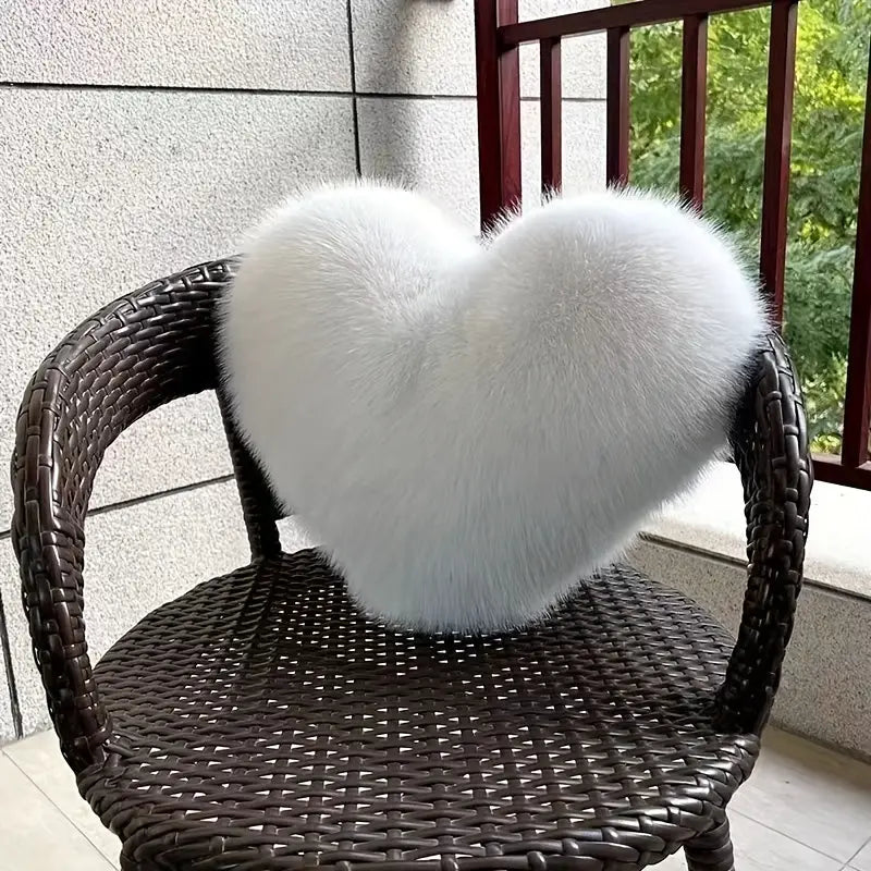 Cozy Heart-Shaped Plush Throw Pillow