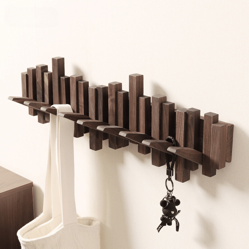 Handmade Wall Mounted Staggered Wooden Coat Rack