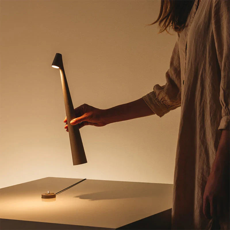Cordless LED Table Lamp with Touch Control - Nordic Minimalist Design for Bedroom or Desk, 3-Step Dimming, USB Rechargeable-1