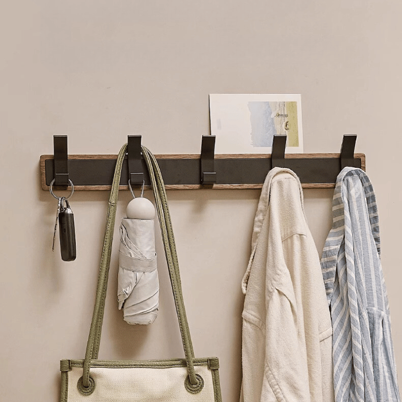 Modern Wall Mounted Walnut Coat Rack